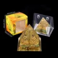 Natürliche Kristall Orgon Pyramide mit Kupferspirale und Harz für Dekoration und Energie. - Grüner Aventurin Stahlspulen-Stil (P6) / Einzelstück