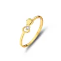 Dainty S925 sterling silver gold-plated ring featuring a cute bowknot design with sparkling cz. - Size 6 / Bowknot Heart Style (FDJZ-203) / Gold