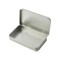 Zilverkleurige metalen blikken doos detailweergave, draagbare rechthoekige opbergcontainer klein. - 150x90x24mm Zilver