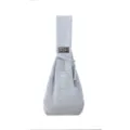 Grey fabric pet sling bag detail, comfortable pouch design for small cats and dogs outdoors. - One Size / Gray