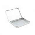 Zilveren metalen blikken doos platte klapdeksel opslagcontainer voor kleine sieradenkaarten - 115x85x10mm Zilver