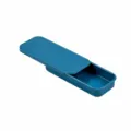 Draagbare blauwe schuif blikken doos cosmetische sieraden opbergdoos metalen etui 80x34x12mm - Dubbelzijdig Blauw