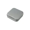 Draagbare vierkante metalen blikken doos in zilver, matte opberger voor cosmetica en sieraden. - 72x72x22mm Zilver