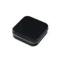 Matzwarte vierkante blikken doos, draagbare metalen opbergcontainer voor cosmetica en sieraden. - 72x72x22mm Zwart