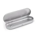 Draagbare zilveren metalen blikken doos met deksel voor kleine voorwerpen, badges en geschenken. - 178x58x18mm Zilver
