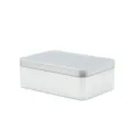 Boite en metal rectangulaire conteneur de stockage en fer-blanc argente pour biscuits - 130x90x45mm / Argent