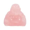 Natural pink crystal laughing Buddha figurine, hand carved Maitreya gemstone statue for home decor. - 1.5 Inch (38*38*20mm) / Rose Quartz