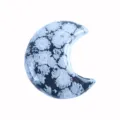 Crystal Moon Stone Crescent Shape 3CM Mineral Gemstone Office Desk Decor Flower Pot Gift Item - Snowflake Obsidian / 30*30*10mm