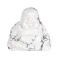 Handcrafted white stone laughing buddha figurine ornament for home office desktop decoration display. - 1.5 Inch (38*38*20mm) / White Turquoise