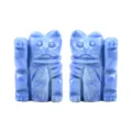 Natural blue crystal gemstone carved lucky cat ornament polished animal decor gift pair version - Blue Aventurine / 2 Inch