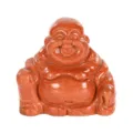 Goldstone Laughing Buddha Statue Crystal Stone Carving Maitreya Home Office Decor Figurine - 1.5 Inch (38*38*20mm) / Gold Sandstone