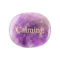 Natural Amethyst Worry Stone Engraved Pocket Palm Thumb Stone Calming Healing Crystal - 45*38*6mm / Amethyst (Calming)