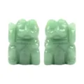 Chat porte-bonheur en cristal vert naturel sculpture en jade animal déco maison ornement poli cadeau - Aventurine Verte / 2 Pouces