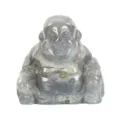 Natural crystal laughing buddha figurine hand carved gemstone tabletop ornament home decor - 1.5 Inch (38*38*20mm) / White Labradorite