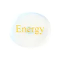 Opalite quartz worry stone with engraved gold energy text for healing meditation palm. - 45*38*6mm / Opalite (Energy)