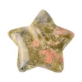 Natural 3cm crystal star pocket stone, polished healing gemstone for home decoration. - Unakite / 30x30x10mm