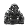 Natural black obsidian crystal laughing Buddha statue figurine for home and office decor display. - 1.5 Inch (38*38*20mm) / Obsidian