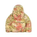 Unakite Laughing Buddha Figurine Natural Stone Maitreya Statue Ornament Green Pink - 1.5 Inch (38*38*20mm) / Unakite