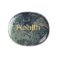 Natural crystal oval worry stone with Health engraving, pocket palm crystal healing gemstone. - 45*38*6mm / Sparrow Stone