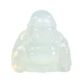 Opalite crystal Laughing Buddha figurine, translucent gemstone Maitreya sculpture for office decor. - 1.5 Inch (38*38*20mm) / Opalite