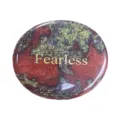 Natural stone worry stone oval pocket gemstone with engraved fearless text crystal palm stone - 45*38*6mm / Dragon Blood Stone
