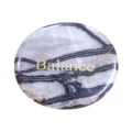 Natural stone worry stone oval pocket crystal palm stone with balance engraved design - 45*38*6mm / Black Network Stone