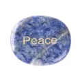 Natural sodalite worry stone, engraved peace palm thumb stone for meditation and healing energy. - 45*38*6mm / Blue Sodalite