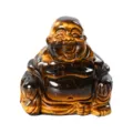 Natural tiger eye stone Maitreya Buddha figurine sculpture crystal healing decor ornament - 1.5 Inch (38*38*20mm) / Tiger's Eye