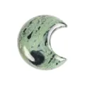 Green crystal crescent moon stone carving, polished mineral decor for office or home gift. - Sparrow Stone / 30*30*10mm