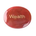 Natural red agate palm stone engraved with wealth, polished pocket crystal for healing energy. - 45*38*6mm / Red Agate