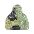 Natural crystal laughing Buddha statue hand carved stone ornament for home office decor 1pc - 1.5 Inch (38*38*20mm) / Sparrow Stone