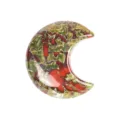 Natural gemstone carved crescent moon crystal decor, polished smooth surface for home display. - Dragon Blood Stone / 30*30*10mm