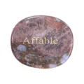 Natural crystal oval worry stone engraved with golden text affable palm thumb massage gemstone - Blue Flash Stone