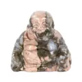 Natural crystal stone carved laughing buddha figurine ornament for home office decor - 1.5 Inch (38*38*20mm) / Blue Flash Stone