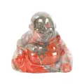 Natural crystal Laughing Buddha stone carving ornament feng shui decor tabletop gemstone figurine. - 1.5 Inch (38*38*20mm) / African Blood Stone