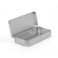 Silver rectangular metal tin box, flip-top portable storage box for small items and souvenirs. - 128x55x20mm Frosted Silver Flip Cover