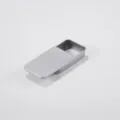 Silver metal sliding storage box, compact 80x50x15mm tin container for pills or mints. - 70*42*15mm / Silver