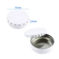 White round metal tin box storage container mini tinplate case 75mm x 23mm empty tin - Snap Box / 75*23mm / White