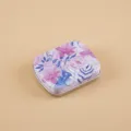 Purple floral print metal storage tin box with flip lid, perfect for small items and candy. - Little Purple Flower