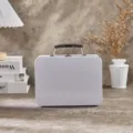 White metal tin box with handle and lock portable lunch storage gift box packaging SKU - 205*150*100mm / White