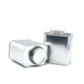 Silver metal storage tin jar with screw lid, clean product variant display view. - 95*70*100mm without Air Valve Large Mouth
