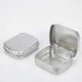Small metal tin box silver rectangular pill case mini storage container for lip balm candy. - Flip Lid / 60*47*15mm / Brushed Silver