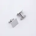 Boutons de manchette carrés classiques en acier inoxydable, finition argentée pour chemise homme. - Style Carré (GB0001-3-SI) / Acier inoxydable / Argent