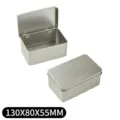 Zilveren metalen blikje met klapdeksel voor snacks, hardware en kleine opbergruimte. - 130x80x55mm Zilver