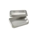 Rechteckige matte Metalldose mit Sichtfenster, silberne kleine Aufbewahrungsbox fur Accessoires. - Vollfenster / Silber
