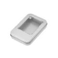 Silberne Metall-Dose mit Sichtfenster, kompakte rechteckige Aufbewahrungsbox für kleine Geschenke. - Halbfenster Silber / Silber