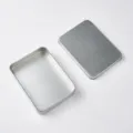 Silver rectangular metal tin box storage container for USB flash drive cosmetics and small items - Lid & Base Flat Lid / 115x85x22mm / Silver