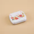 Floral print metal storage tin box, mini rectangular container for candies and small items. - Red Yellow Floral