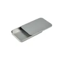 Boîte de rangement métallique portable avec couvercle coulissant pour bijoux, pilules et bonbons. - Argent