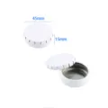 Round small white metal tin box, 45x15mm mini storage container for pill lip balm candy. - Snap Box / 45*15mm / White